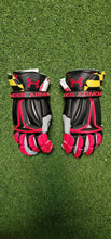 Load image into Gallery viewer, Lacrosse Gloves - &quot;BE THE BEST&quot; Maryland Flag - Black w/Red Accents - Large