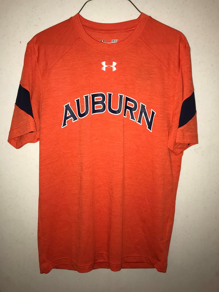 Auburn Men's Heathered Orange Short Sleeve Shirt with Navy Insert